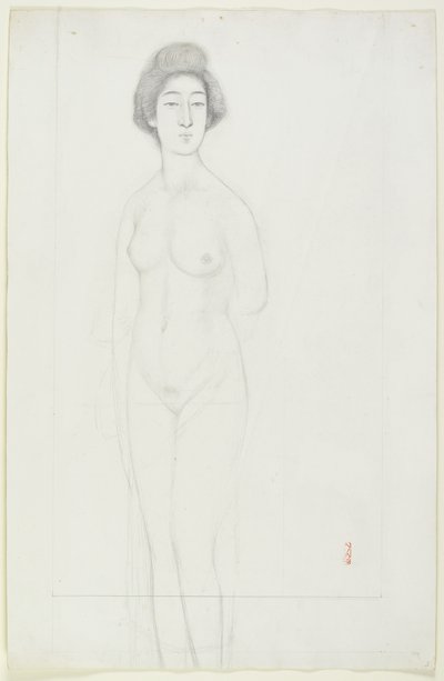 Drawing of a Frontally Posed Nude, early 20th century by Goyo Hashiguchi