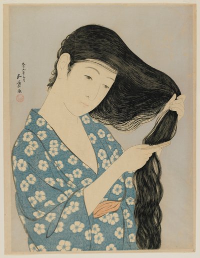 Woman Combing Her Hair, Taisho era, March 1920 by Goyo Hashiguchi