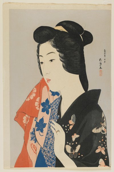 Woman Holding a Towel by Goyo Hashiguchi