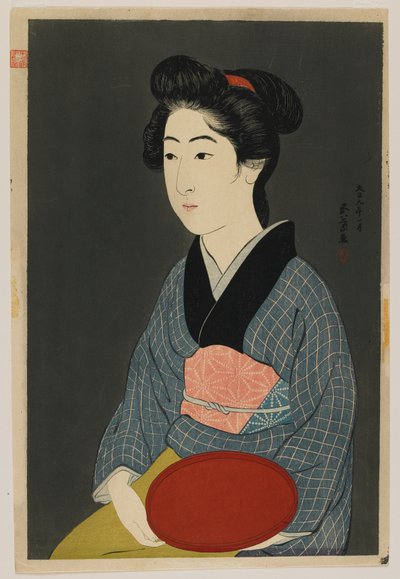 Woman Holding a Tray by Goyo Hashiguchi