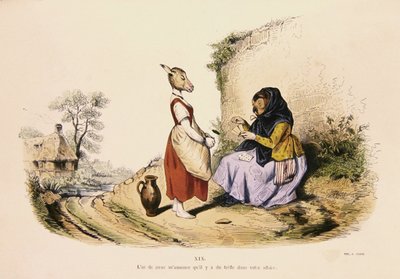 An Owl telling the fortune of a Donkey, caricature from 