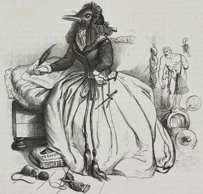 Literate Woman, Caricature by Jean-Jacques Grandville by Grandville