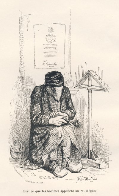 Church Rat. Illustrated Vignettes by JJ Granville. Engraving Signed Andrew, Best and Leloir in the Section Titled 
