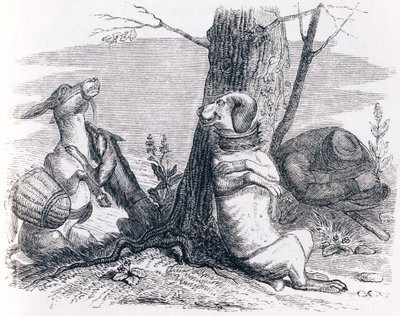 The donkey and the dog - Fables by La Fontaine by Grandville