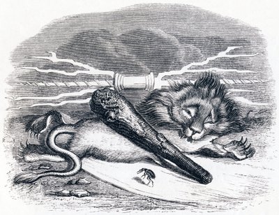 The Man and the Flea - Fables by La Fontaine by Grandville