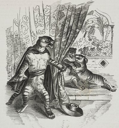Tiger advances with dagger, caricature by Jean-Jacques Grandville by Grandville