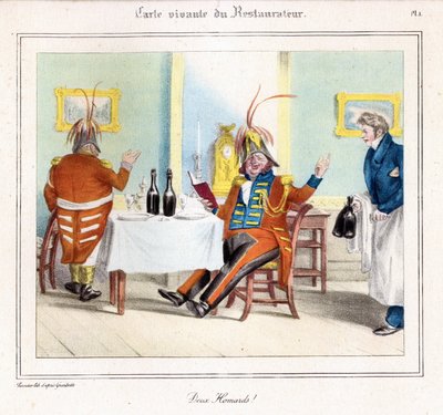 The Restaurateur Living Map: Two Lobsters! 1831-32 (lithography) by Grandville