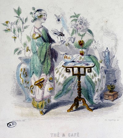 Allegory of Tea and Coffee by Grandville, 19th century by Grandville
