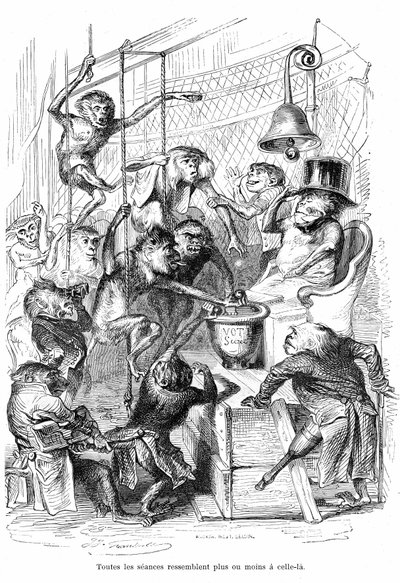 Cartoon: La Chambre des Deputes vue comme un Palais des Monpes - Engraving by Grandville, extracted from the book 