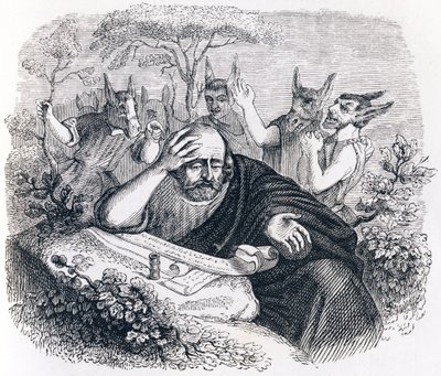 Democritus (460-370 BC) and the Abderitans (Letter from Hippocrates) - Fables by La Fontaine by Grandville