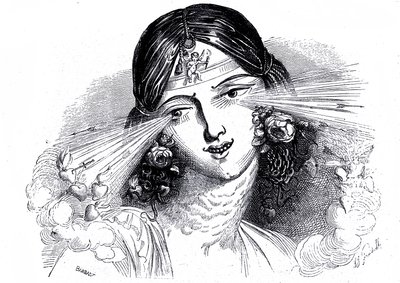 Face of a woman with piercing eyes by Grandville (1803 47)