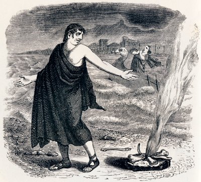 Jupiter and the Passenger - Fables by La Fontaine by Grandville