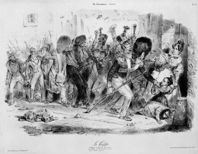 La Flu (influenza): contagious disease that exerts its fury on Parisians in 1831 - engraving by Grandville in 
