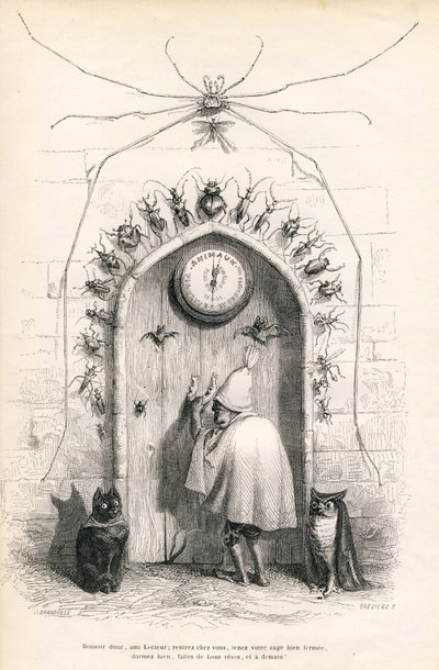 Farewell to the Reader at the End of the Work. Illustrated Vignettes by JJ Granville. Engraving Signed Breviere 