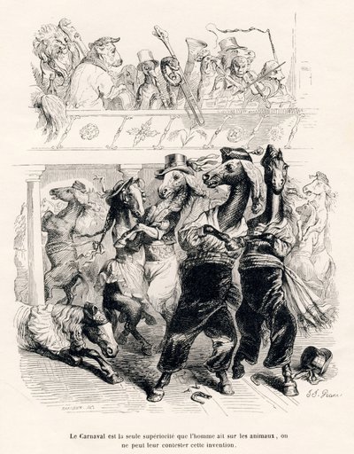 The Carnival of Horses. Illustrated Vignettes by JJ Granville. Engraving signed Tamisier in the section 