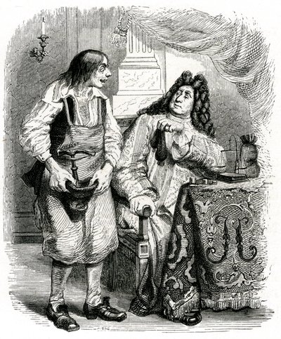 The Cobbler and the Financier: fable by La Fontaine illustrated by Grandville by Grandville (1803 47)