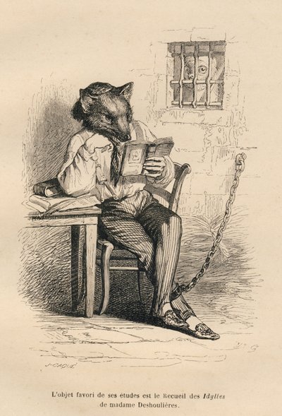 Wolf Reading in Prison by Grandville