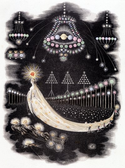 Peregrinations of a comet - engraving by Grandville, late 19th century by Grandville