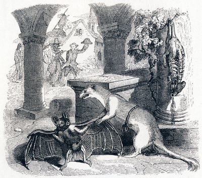 The Bat and the Two Weasels - Fables by La Fontaine by Grandville