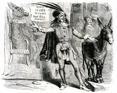 The charlatan: La Fontaine fable illustrated by Grandville. Edition Garnier 1860. This skipper makes it hard to make every donkey scientist. by Grandville (1803 47)