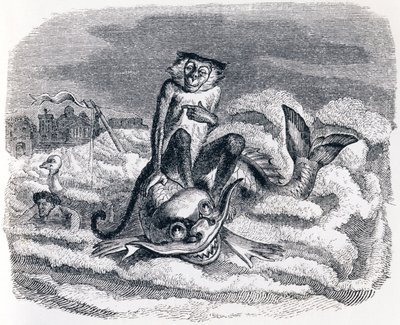 The Donkey and the Dolphin - Fables by La Fontaine by Grandville