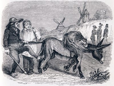 The donkey with the lion