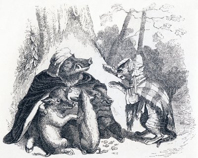 The Eagle, the Wild Boar and the Pussy - Fables by La Fontaine by Grandville