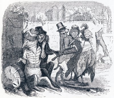 The Fox and the Grapes - Fables by La Fontaine by Grandville