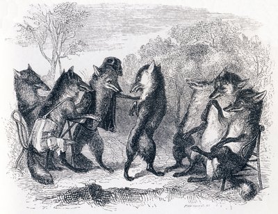 The fox with the cut tail - Fables by La Fontaine by Grandville