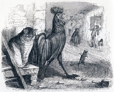 The Gilt, the Cat and the Mouse - Fables by La Fontaine by Grandville
