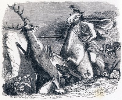 The horse wanted to avenge the deer - Fables by La Fontaine by Grandville