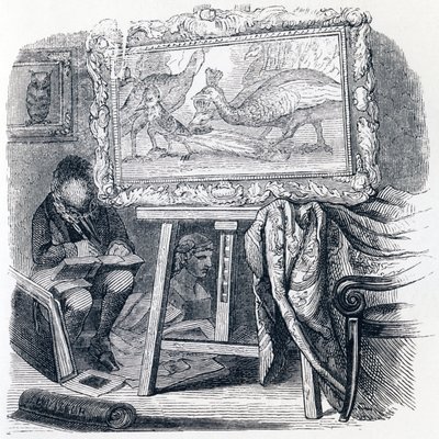 The Jay Adorns with Peacock Feathers by Grandville