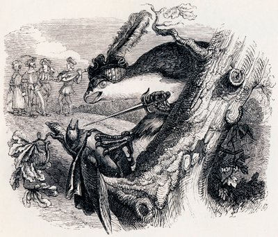 The Kite and the Nightingale - Fables by La Fontaine by Grandville