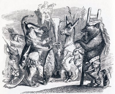 The Lion Leaving for the War - Fables by La Fontaine by Grandville