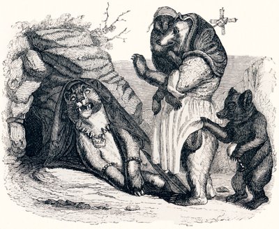 The lioness and the bear - Fables by La Fontaine by Grandville