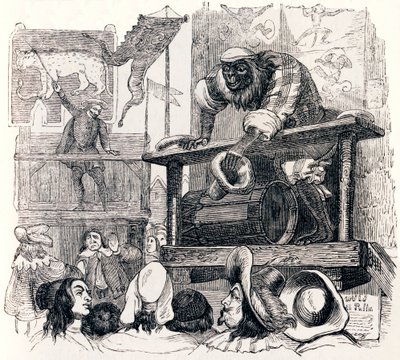 The Monkey and the Leopard - Fables by La Fontaine by Grandville