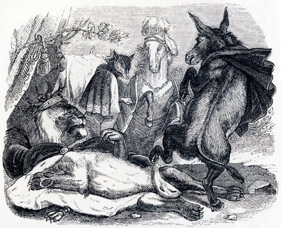 The Old Lion - Fables by La Fontaine by Grandville