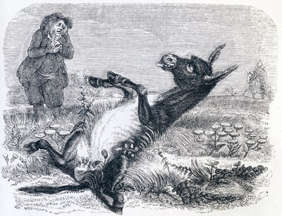 The old man and the fox - Fables by La Fontaine by Grandville