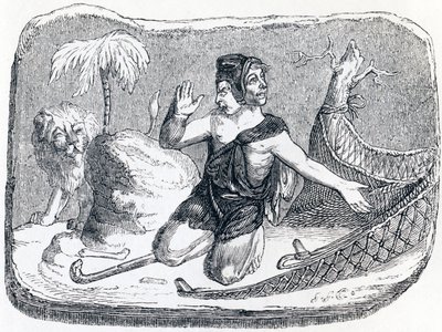 The Patre and the Lion - Fables by La Fontaine by Grandville