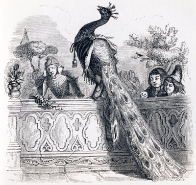 The Peacock Complaining to Juno - Fables by La Fontaine by Grandville