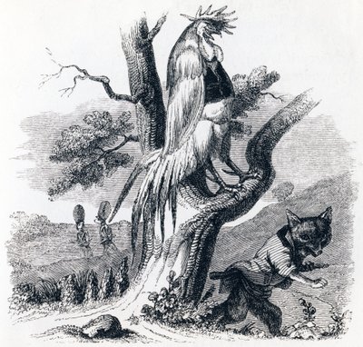 The Rooster and the Fox - Fables by La Fontaine by Grandville