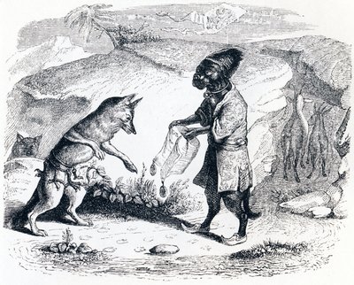 The Sick Lion and the Fox - Fables by La Fontaine by Grandville