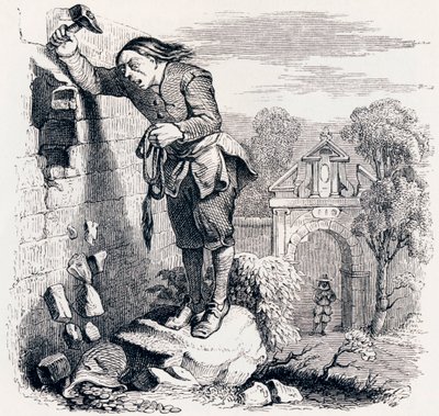 The treasure and the two men - Fables by La Fontaine by Grandville