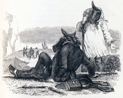 The Two Mules - Fables by La Fontaine by Grandville