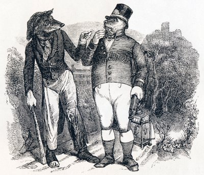 The Wolf and the Dog - Fables by La Fontaine by Grandville