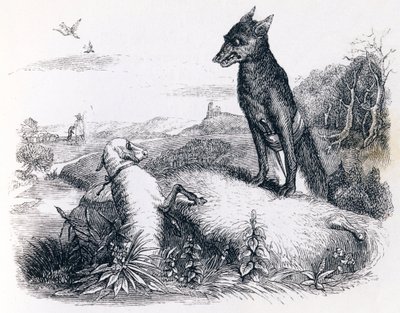 The Wolf and the Lamb - Fables by La Fontaine by Grandville
