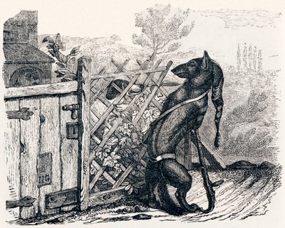 The Wolf and the Skinny Dog - Fables by La Fontaine by Grandville