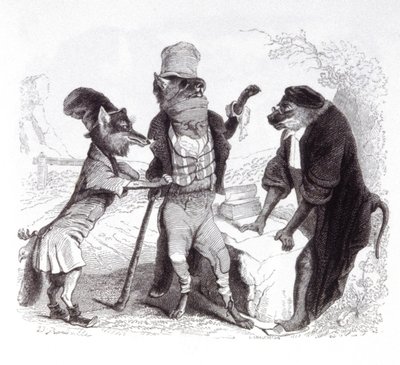 The Wolf Pleading Against the Fox in Front of the Monkey by Grandville (1803 47)