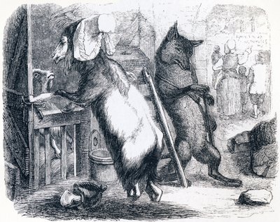 The Wolf, the Goat and the Baby Goat - Fables by La Fontaine by Grandville