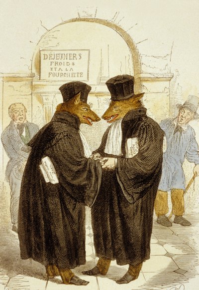 There is honour among thieves, from 100 Proverbs by Grandville (1803 47)